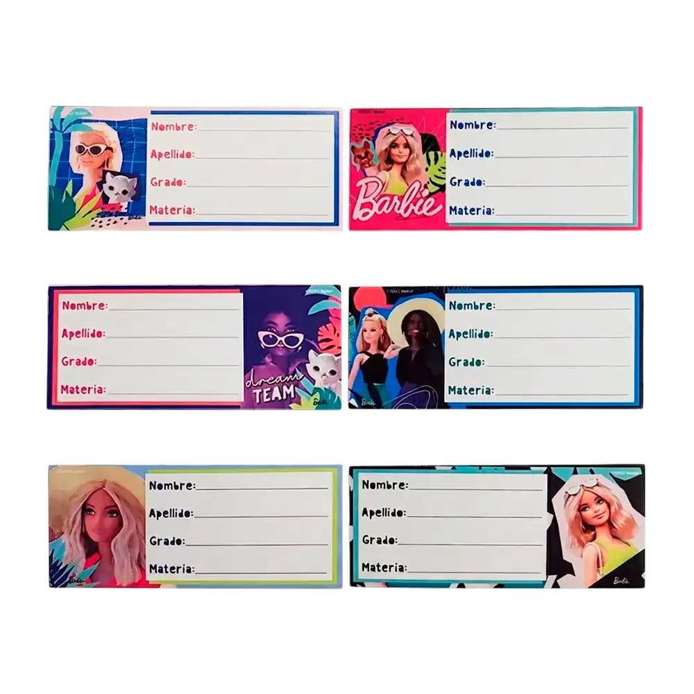 1pza Etiqueta escolar granmrk con diseño de barbie, variedad de modelos