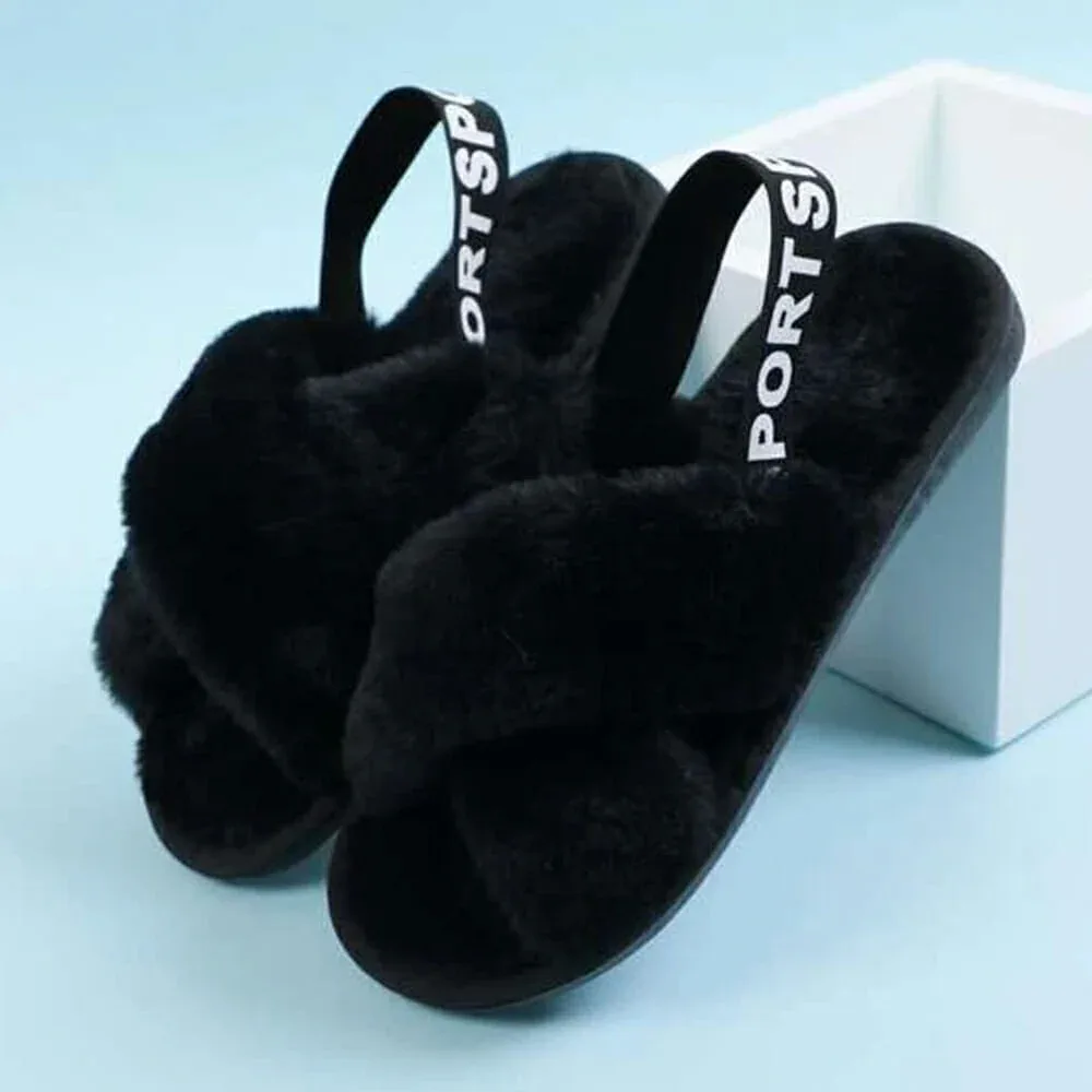 Par de sandalias chanclas afelpadas de peluche con resorte, variedad de tallas y colores / h4 sport