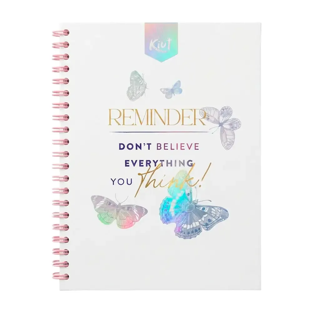 Libreta cuaderno profesional kiut de raya, doble espiral + stickers, variedad