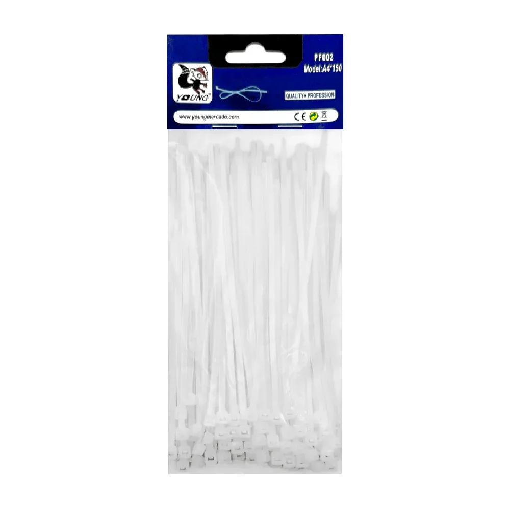 Paquete con 100 cinchos delgados blancos / cinchos young / pf002 / a4*150