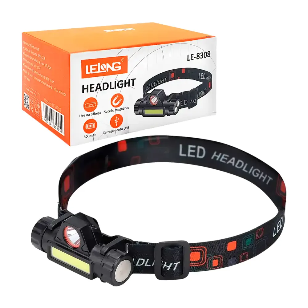 Lámpara tipo minero recargable con 2 modos de luz, magnética + banda ajustable