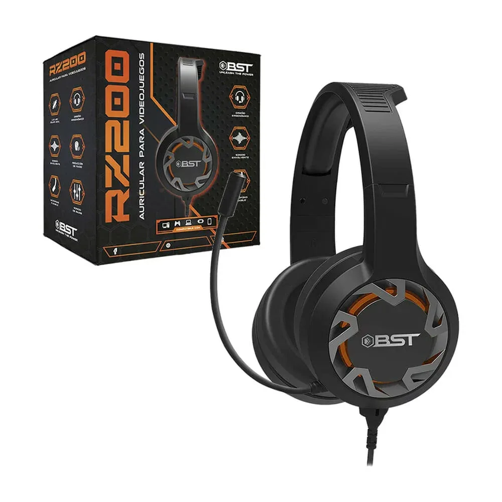 Audífonos diadema gamer bst con luz led, micrófono flexible y sonido envolvente, variedad de colores / rz200