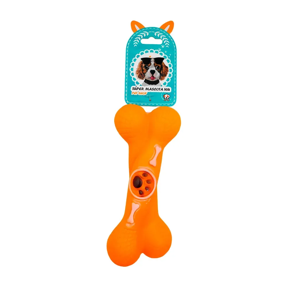 Juguete chillón con forma de hueso 15cm relieve de garrita huesos, color surtido