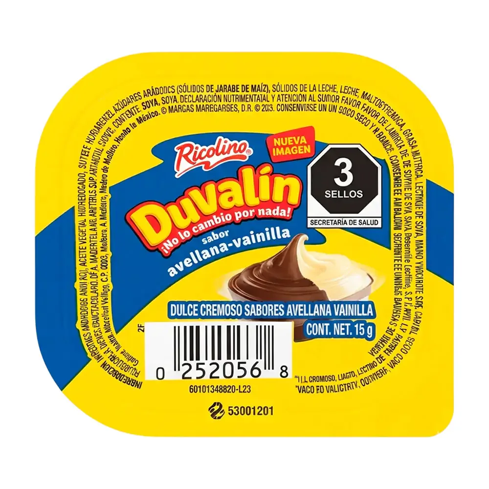 1pza dulce cremoso duvalín sabor avellana vainilla, 15g / duvalin-r
