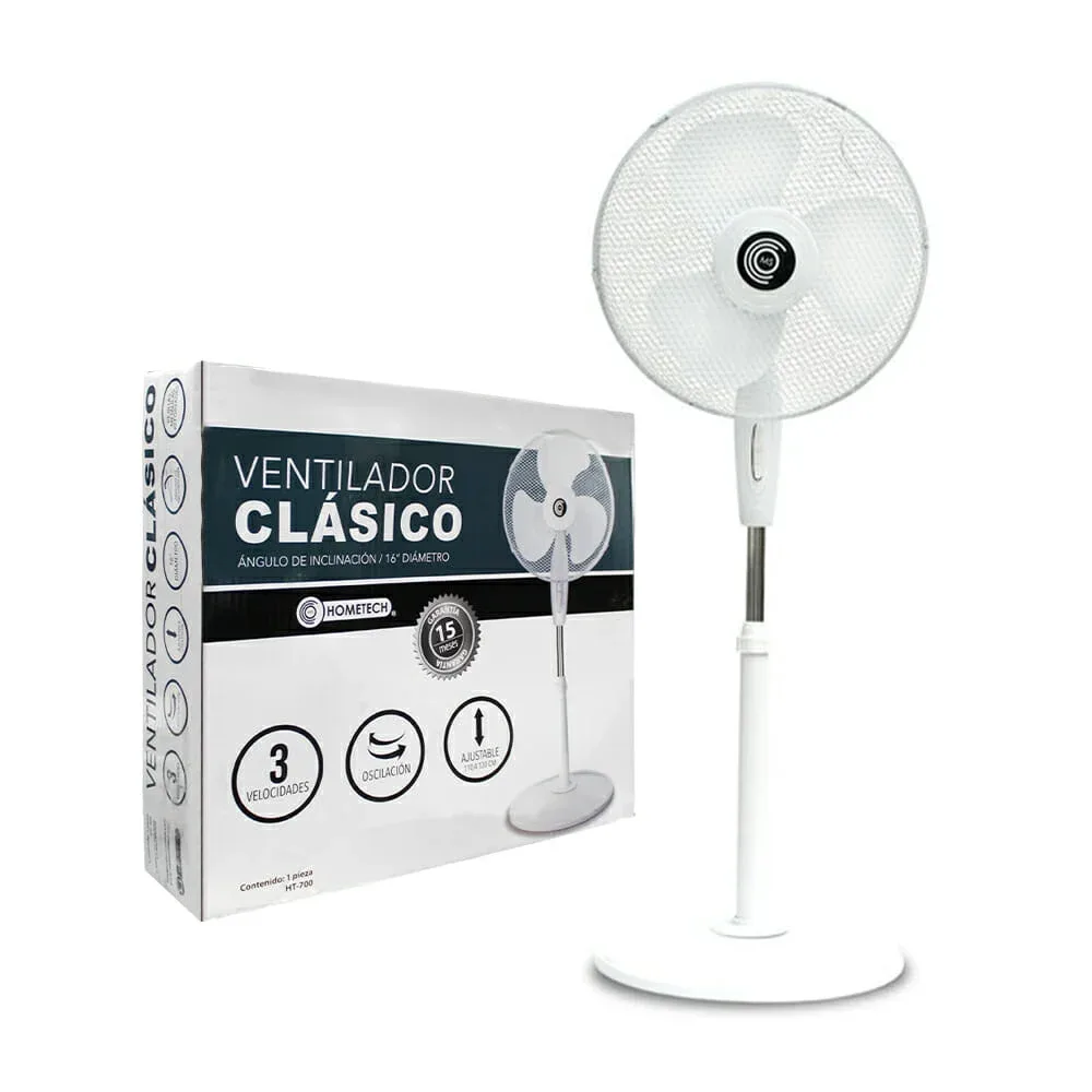 Ventilador clásico de pedestal 16, 110-130cm, hometech ht-700