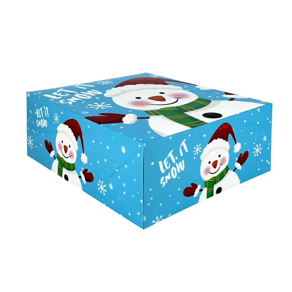 1pza Caja chica armada navideña con diseño muñeco de nieve / 505-10