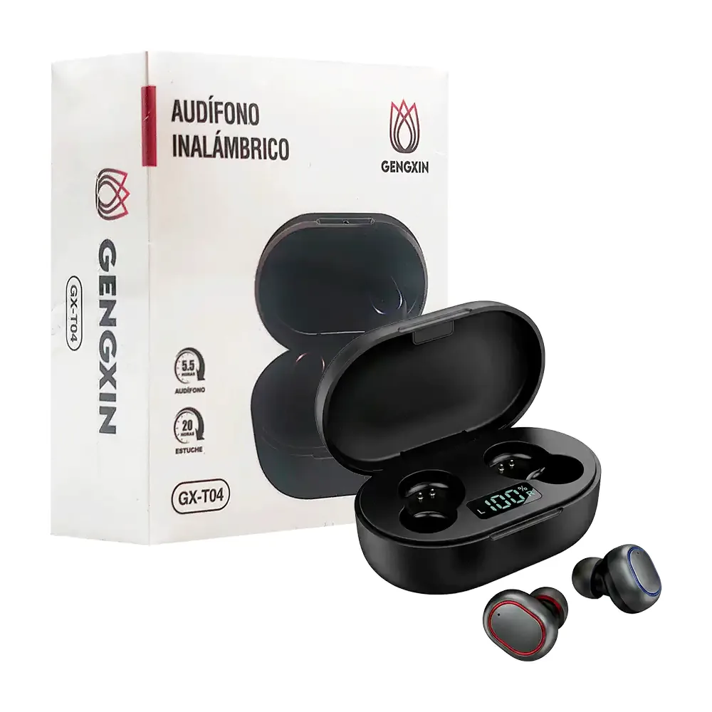 Audífonos inalámbricos tipo chícharo, con estuche de carga + mini pantalla led