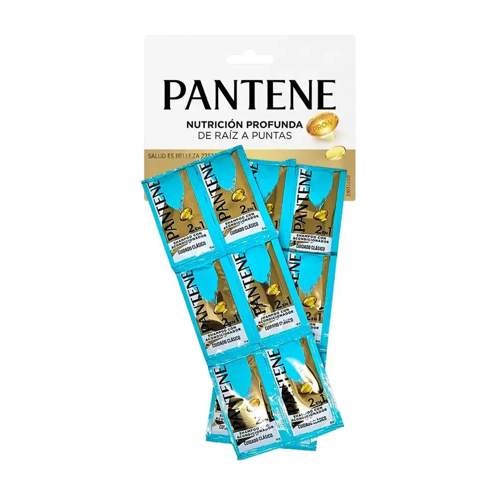 1pza sobre de shampoo pantene 2en1 con acondicionador, 10ml / 326564