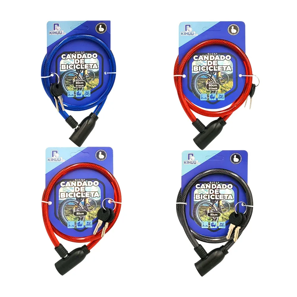 Candado kihuu de seguridad translúcida para bicicleta, 80cm, varios colores