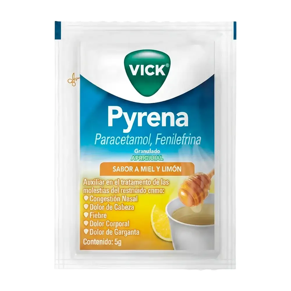 1pza Sobre vick pyrena de sabor miel con limón de 5g / 036457