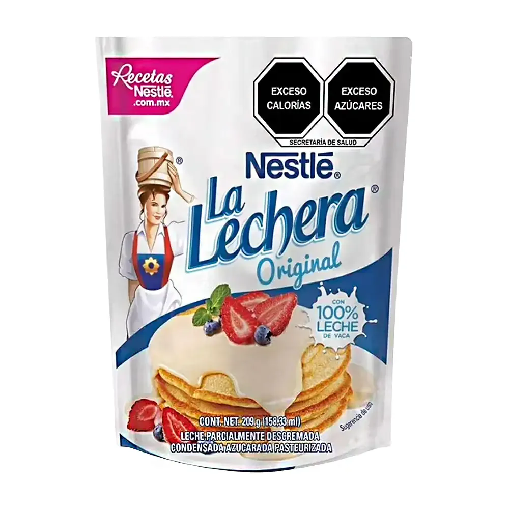 1pza Sobre con leche condensada nestle, la lechera original de 209g