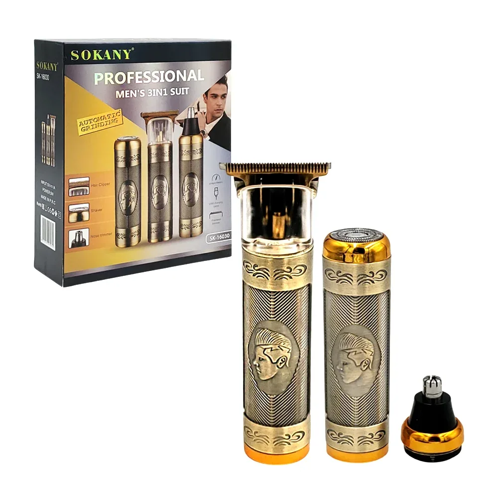 Maquina sokany rasuradora 3 en 1 inalámbrica con 4 cabezales intercambiables