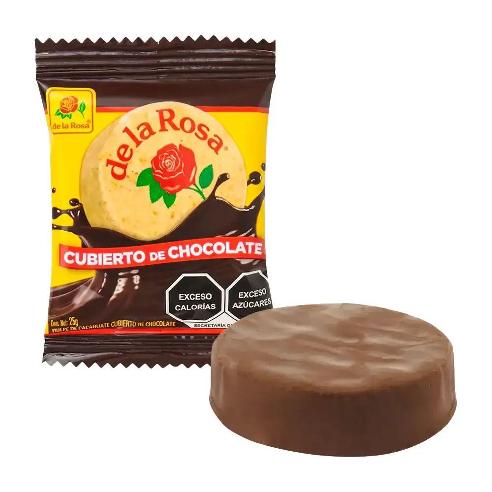 1pza Mazapán de la rosa cubierto de chocolate 22g / 007818