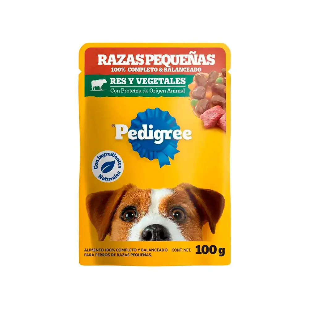 1pza alimento húmedo para perros, sobre pedigree de res y vegetales, 100g, razas pequeñas / 249439