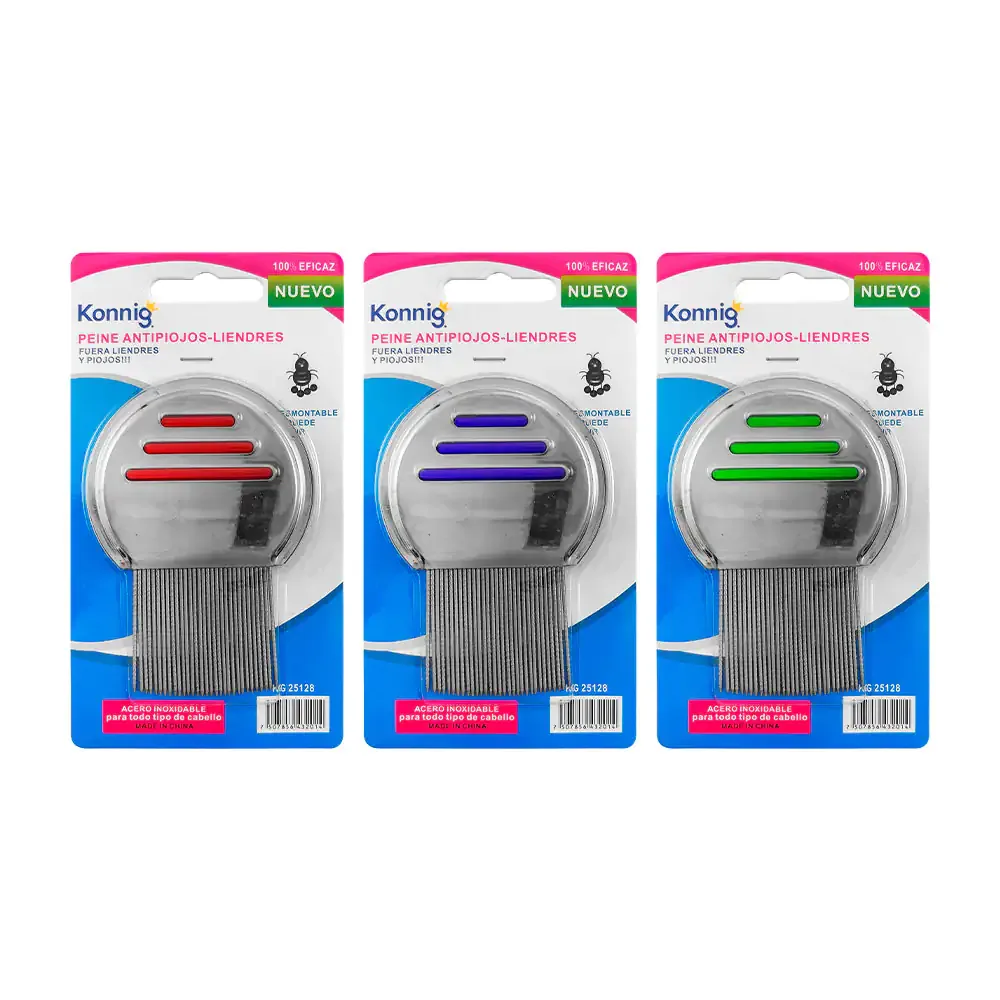 Peine quita liendres - piojos con cerdas y mango de acero inoxidable, variedad de colores
