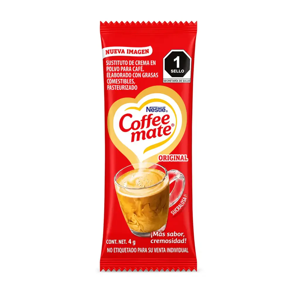 1pza sobrecito coffee mate original, sustituto de crema en polvo, 4g / 219106