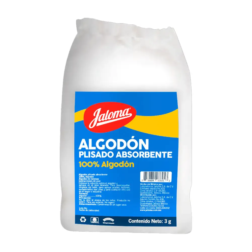 1pza bolsa con algodón plisado absorbente jaloma, 3g / 076053