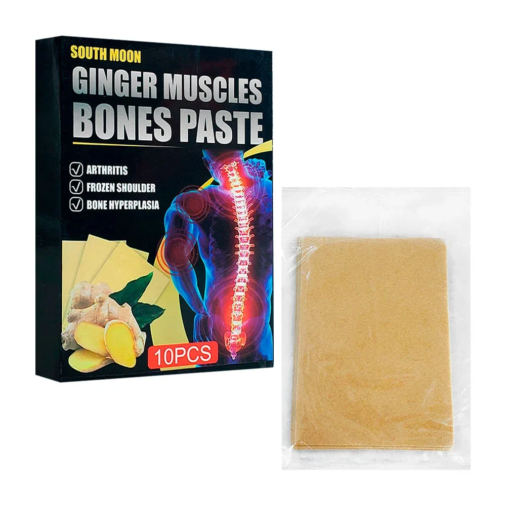 Caja con 10 parches de jengibre para aliviar dolores en articulaciones / par-01