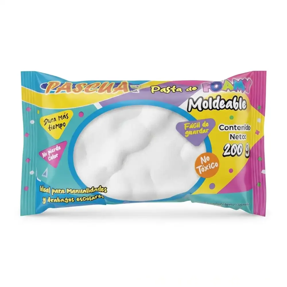 Paquete con 200 gramos de foamy moldeable en color blanco / 13184
