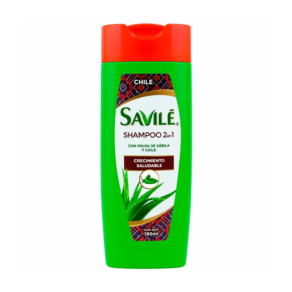 1pza shampoo savilé 2en1 con pulpa de sábila y chile para el crecimiento saludable, 180ml / 502610