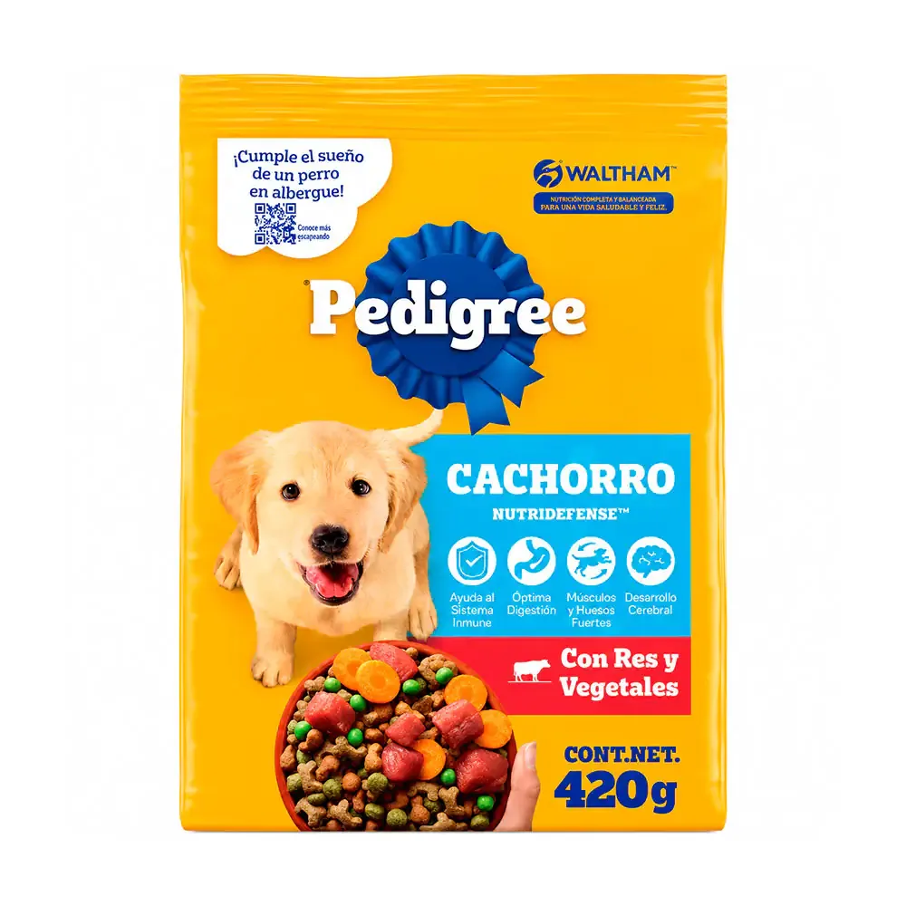 1pza bolsa de croquetas pedigree para cachorros sabor res y vegetales, 420g / 5861