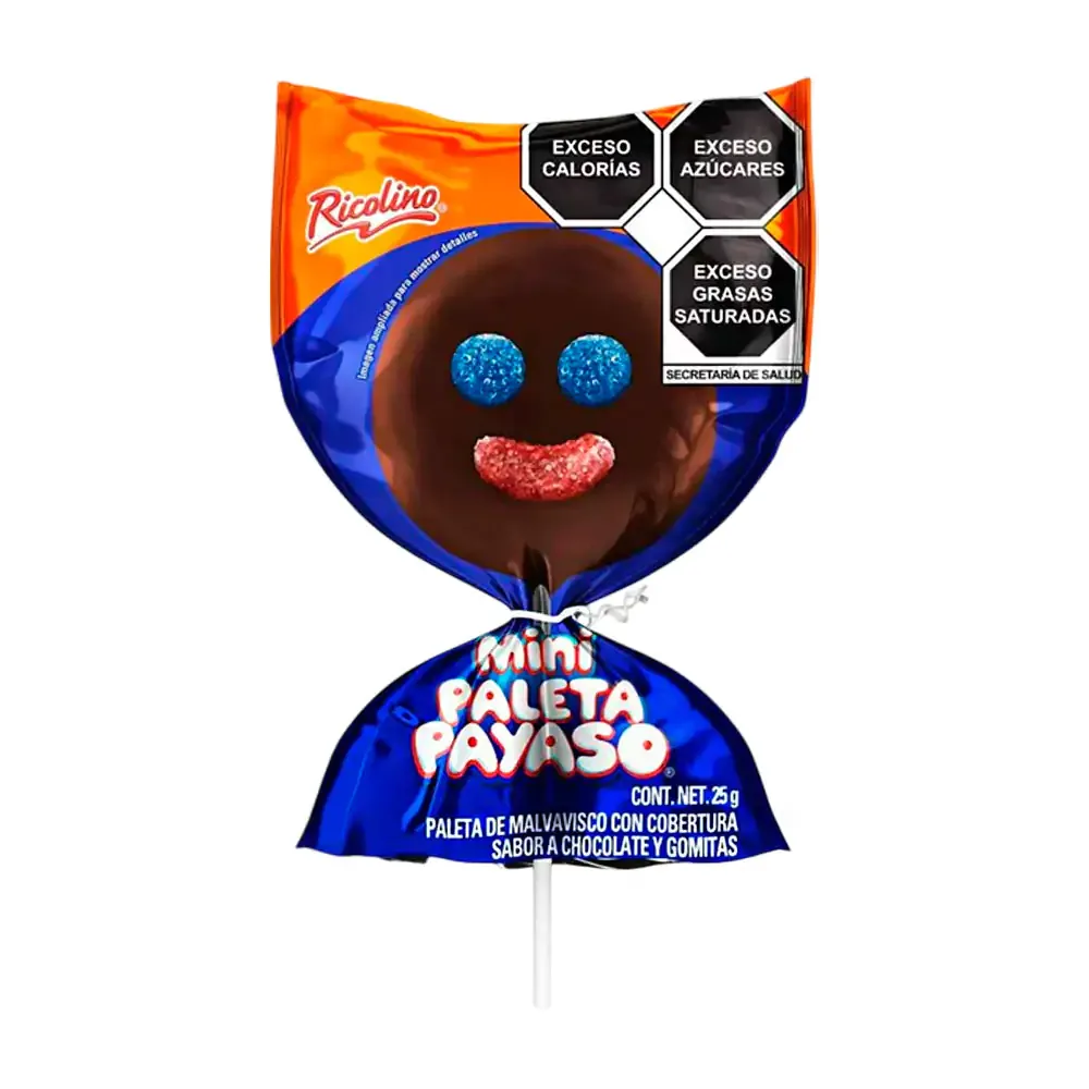 1pza paleta payaso mini sabor chocolate, 25g / payaso.mini