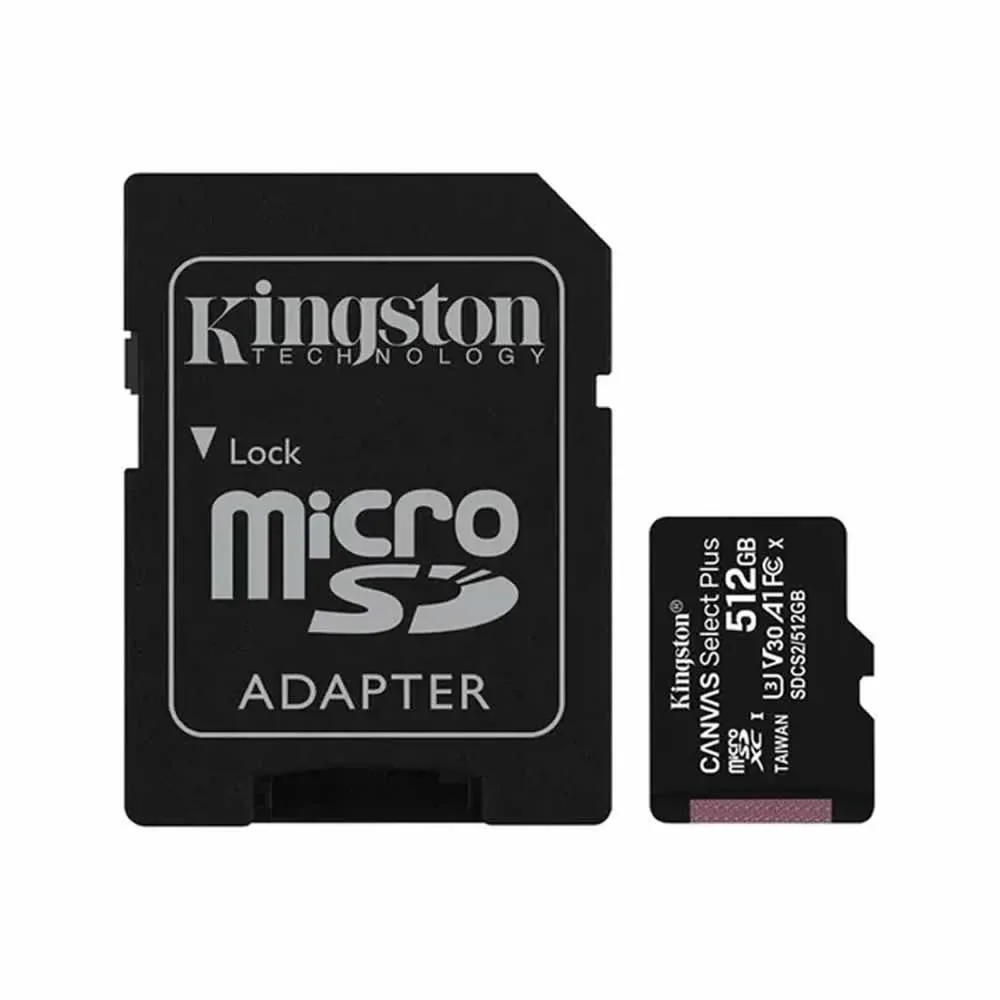 Memoria micro sdxc kingston canvas select plus clase 10 v30 con velocidad de 100 mbs y capacidad de 512gb / sdcs2512gb