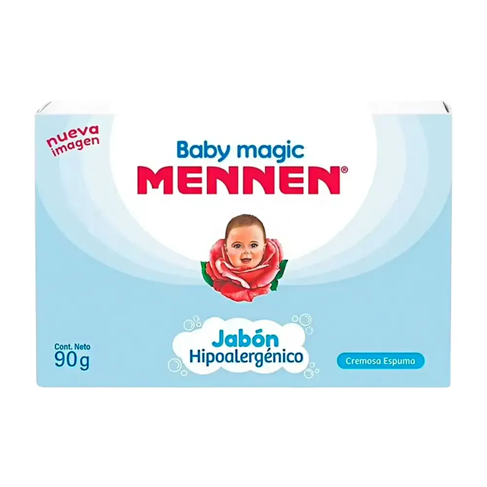1pza jabón en barra baby magic mennen para babé, jabón hipoalergénico, 90g / 655734