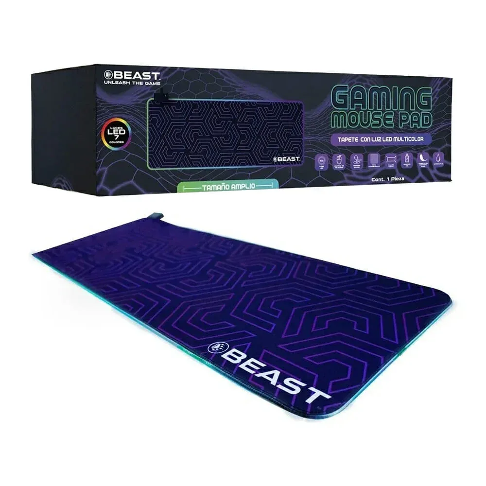 Mouse pad gaming beast de tamaño amplio con luces rgb / bmp-led