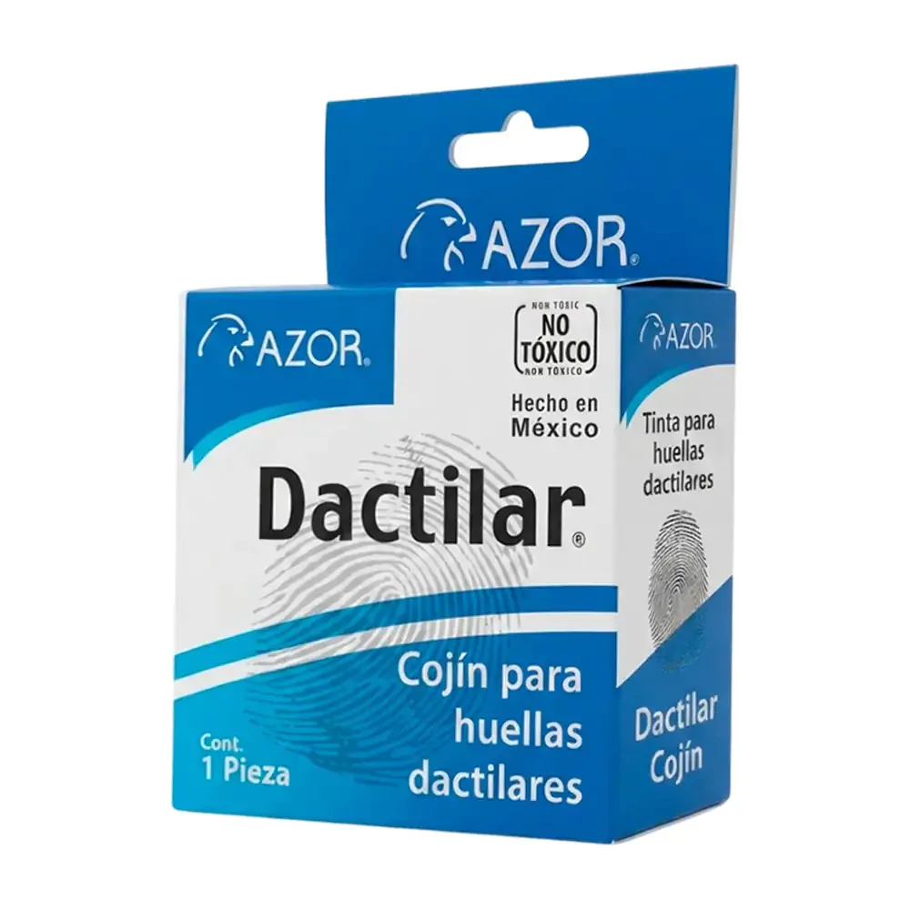 Estuche circular con cojín azor con tinta negra para huellas dactilares