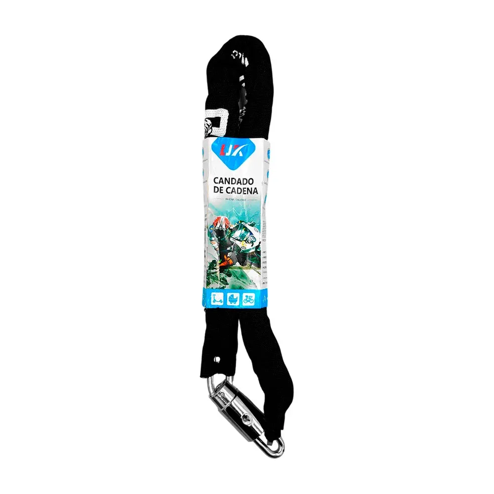 Candado de seguridad con cadena y funda para moto o bici, 80 cm + 3 llaves