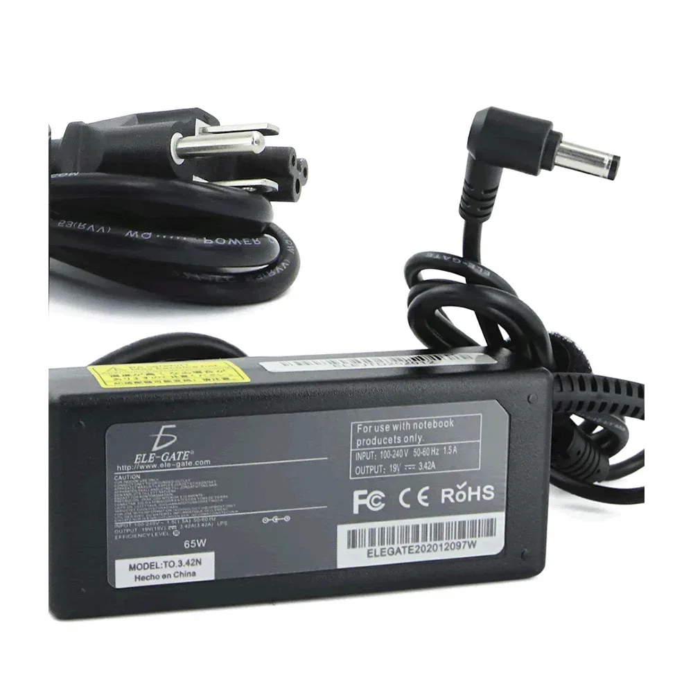 Cargador de punta negra para laptop, compatible con Toshiba 65w / to.3.42n / to.3.42.5525