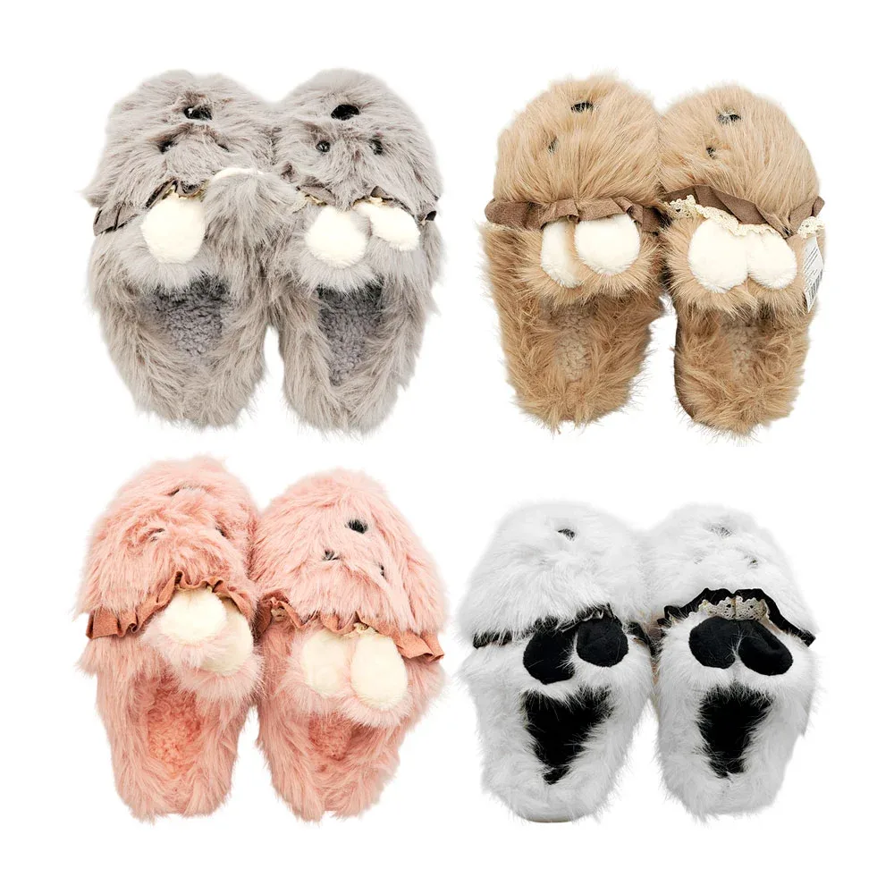 Pantuflas de suela alta afelpada con diseño de conejo, variedad de colores