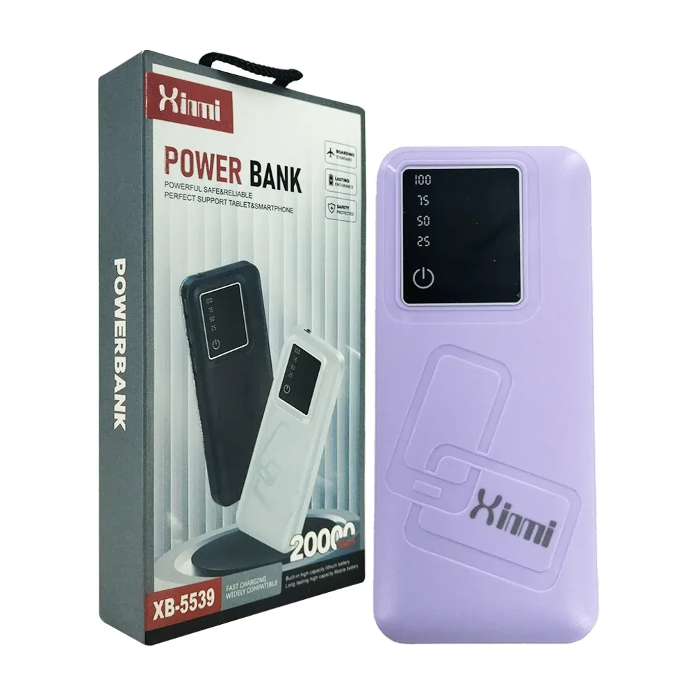 Power bank batería portátil con 3 puertos usb + linterna, capacidad de 20000mah e indicador de carga, variedad de colores / xb-5539
