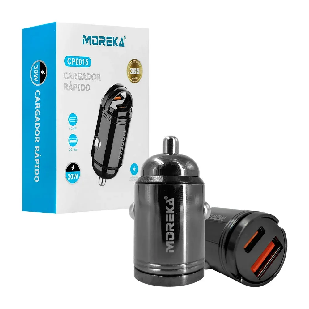 Plug cargador, carga rápida 30w, compacto con doble puerto de carga, usb y usb-c
