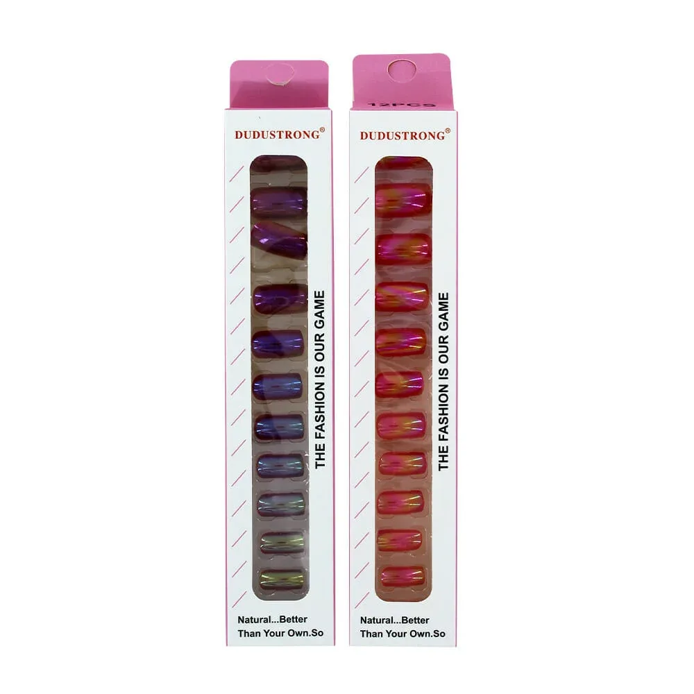 Caja de uñas postizas para niña, variedad de colores tornasol xh210697