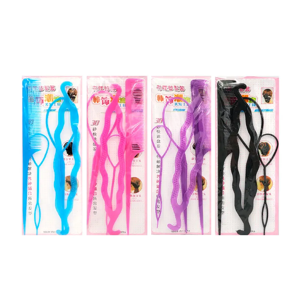 Paquete con peine y 3 accesorios para hacer peinados, variedad de colores / twist machine / y-97-4 / g1223