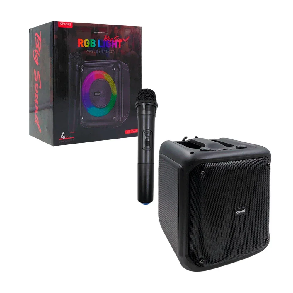 Bocina de 4in portátil, inalámbrica bluetooth con luz rgb + micrófono / kts-1925