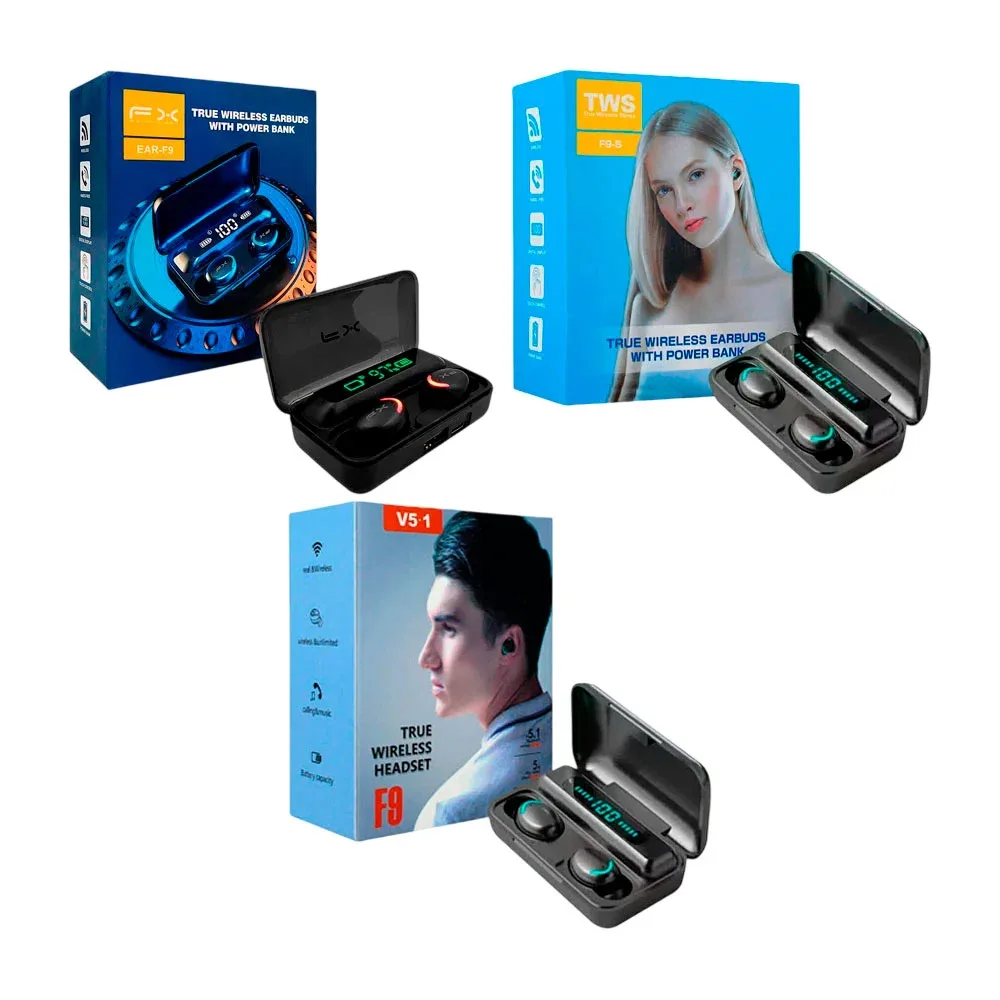 Audífonos inalámbricos tipo chícharo con iluminación led, almohadillas de silicona, estuche de carga e indicador de batería / f9-5 / 301813 / tr-6018 / ear-f9 / f9 / yisen