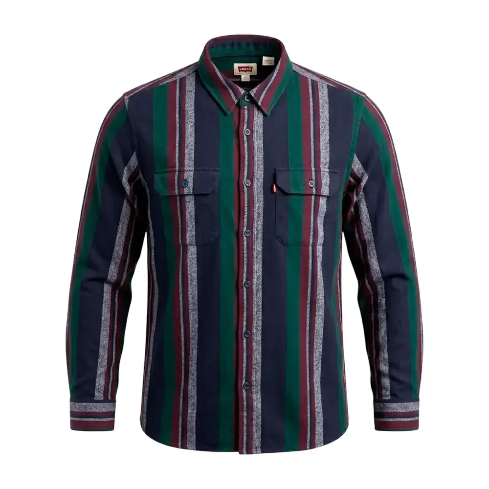 Camisa levis original de franela, diseño de líneas, 2 bolsillos, variedad
