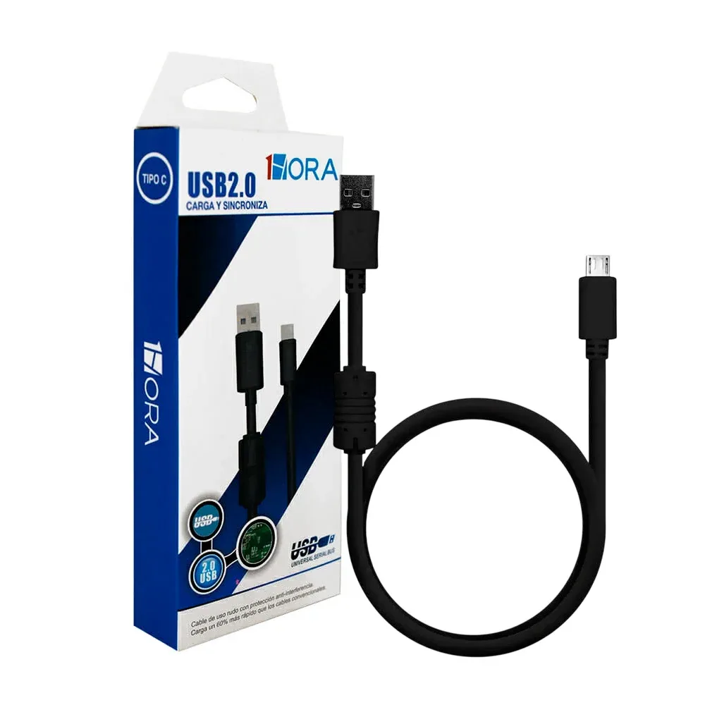 Cable usb 2.0 a tipo c 1hora, variedad de colores / cab150