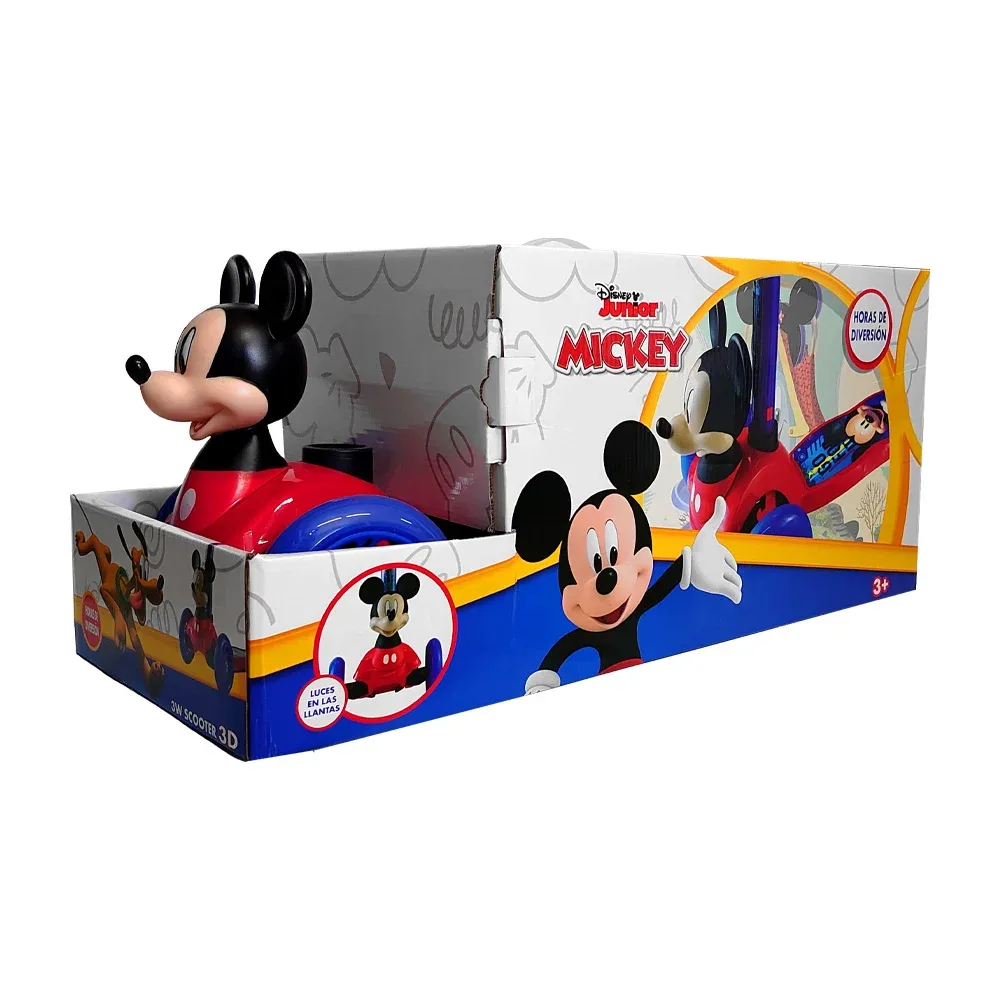 Scooter patín del diablo infantil ajustable, 3 ruedas con luces y figura 3d con diseño de mickey mouse / 3w scooter 3d / 10787