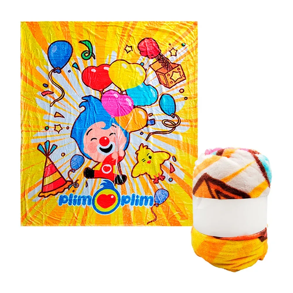 Cobija cobertor afelpado con estampado de personaje animado de payaso, amarillo