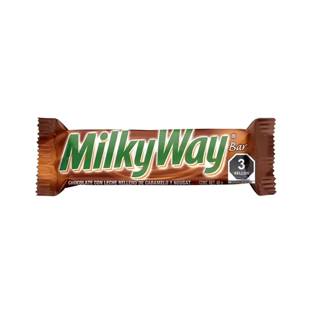 1pza barra de chocolate milkyway rellena de caramelo y nougat, 48g / 512200
