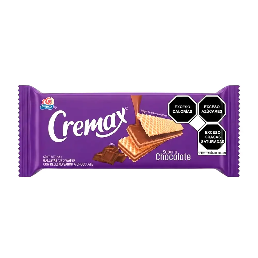 Paquete de galletas cremax rellenas de chocolate, 42g / cremax-ch