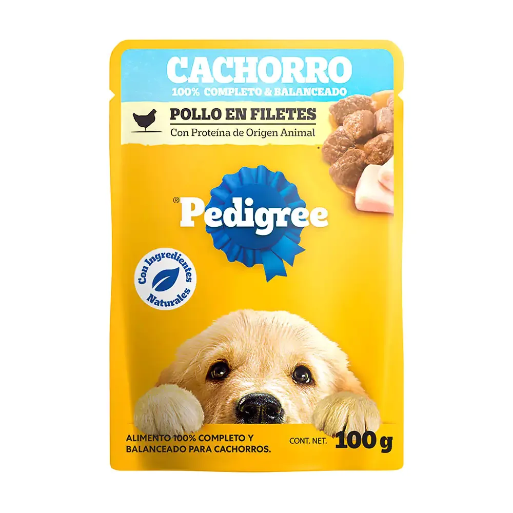 1pza alimento húmedo pedigree sabor pollo en filetes para perros cachorros, 100g / 5915