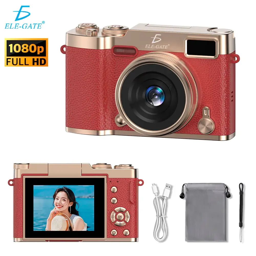 Cámara digital tipo retro 48mp full hd, zoom digital de 16x, variedad de colores