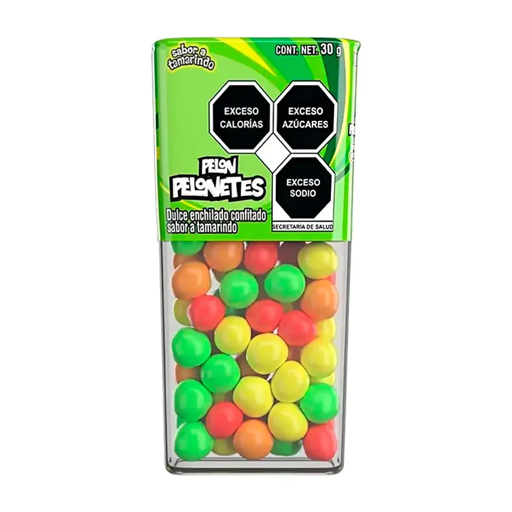 1pza dulce enchilado pelon pelonetes sabor tamarindo en bolitas confitada 30g / pelon-ne