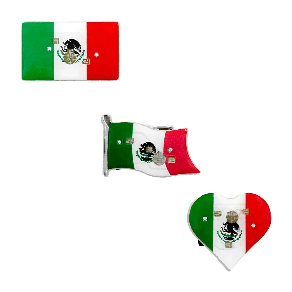 1pza broche-pin con diseño de la bandera de México con luz led, variedad de formas / gq-45