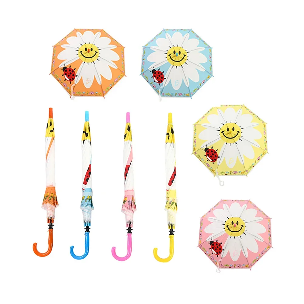 Paraguas infantil de tela impermeable con diseño de sol alegre, variedad de colores